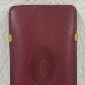 Authentic Cartier Eyeglass Case Mast Line Bordeaux Leather